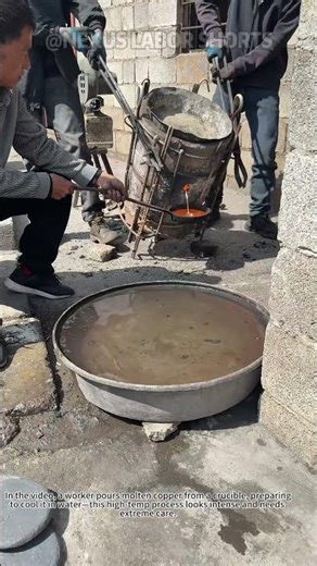 Molten Copper Casting: Cool Safely in Water! 🔥 #MetalCastingTips