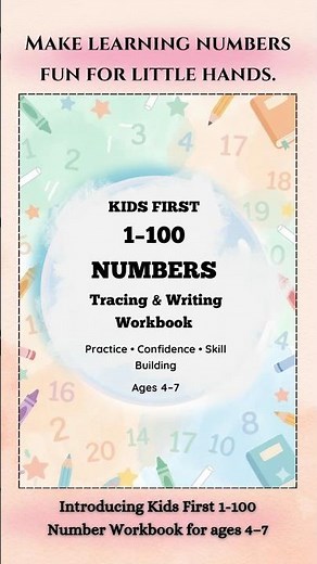 Preschool Numbers 1–100 Tracing Workbook | Printable Math Practice for Ages 4–7