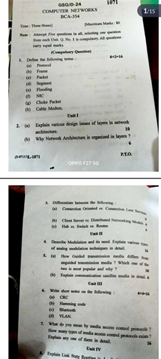 Computer network question paper BCA #network #computernetwork #shorts #Bca #kuk