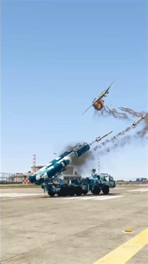 Ground S-500 Defense System Launch Blasttic Missile At B-21 Bomber Jet Gtav