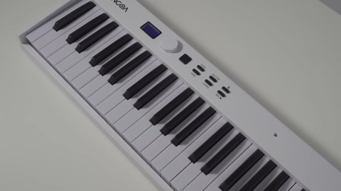 61 Key Keyboard Piano, Portable Electric Piano Keyboard 61-Key Touch Sensitive Full Size, Bluetooth Electric Piano Slim with Bag for Beginners, Silver, by Vangoa