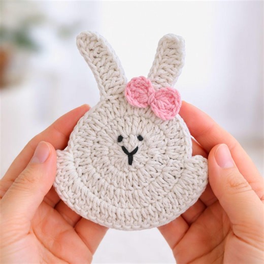 Bunny Crochet Coaster Pattern PDF - Etsy
