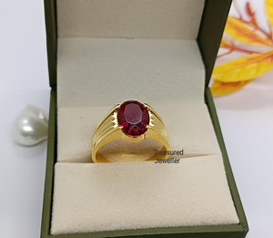 18K Gold Plated Red Ruby Men's Signet Ring, 925 Sterling Silver Ring, Synthetic Red Gemstone Ring, Handmade Ring, Gift Ring for Boyfriend - Etsy