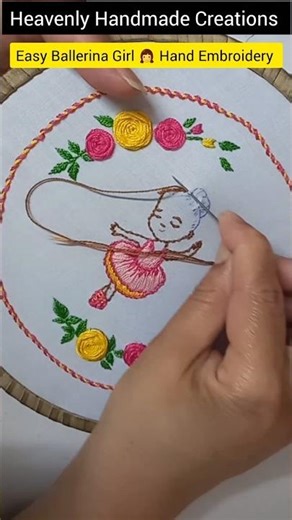 Easy Ballerina Embroidery 🩰 So Cute! #shorts #embroidery #bordado #viral