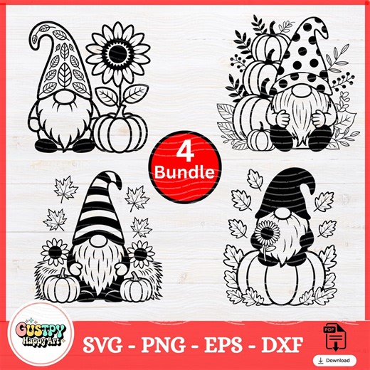 Fall Gnome SVG Bundle: Pumpkin and Sunflower Autumn Designs for Cricut & Silhouette (digital Download) - Etsy
