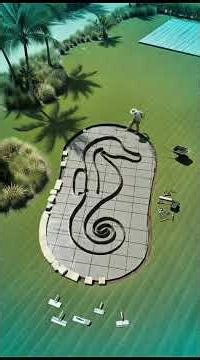 Tropical Luxury Garden with Artistic Seahorse Mosaic Pool