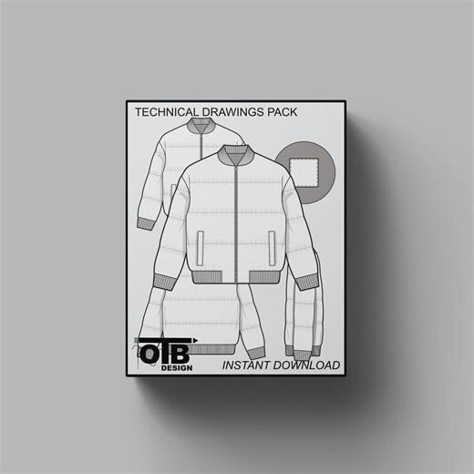 Zip Puffer Varsity Jacket Vector Flat Technical Drawing Illustration Blank Mock-up Template Design Tech Pack CAD Streetwear Winter Puff - Etsy Canada