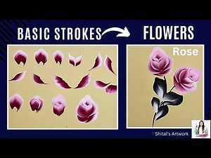 One Stroke Rose Acrylic Painting | Step by step Rose Painting for Beginners