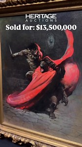 It’s official: the most valuable Frank Frazetta painting of all time💥 Frank Frazetta’s cover painting for the 1967 Lancer/Ace Conan paperback, a landmark of modern fantasy art commonly known as Man Ape (1966), sold for a record-shattering $13.5 million, including the buyer’s premium, on September 12 at Heritage Auctions. | Heritage Auctions