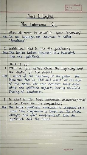 the laburnum top class 11 questions and answers | class 11 english poem 2 question answer