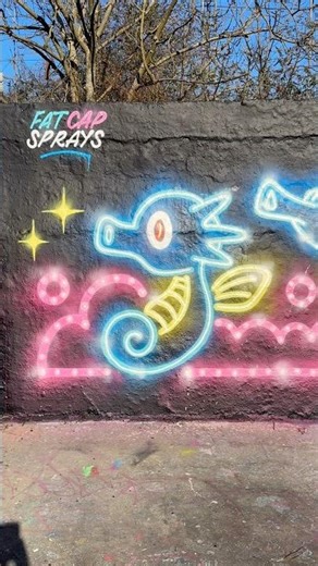 Horsea Pokemon Street Art Painting!