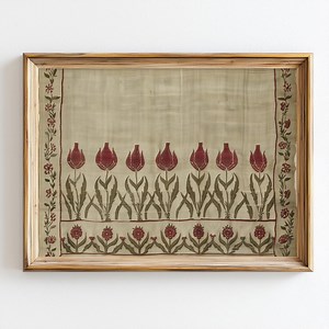Ottoman Tulip Textile Print | Vintage Turkish Pattern Art | Traditional Ottoman Fabric Wall Art | Red Floral Anatolian Decor - Etsy