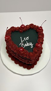 Leo baby!🖤🍒 . . . #cakebossofmacomb #homebaker #customcakes #cakesofinstagram #buttercream #cakedecorating #leobaby #heartcake | Vita's Cakery