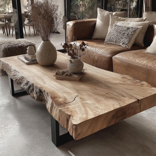 Handmade Live Edge Coffee Table | Solid Wood Natural Grain | Custom Design - Etsy