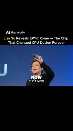 The AI Mod on Instagram: "This moment happened on Nov 7, 2018. In her hands, Lisa Su was holding the EPYC Rome chip — the one that quietly rewrote the CPU architecture. What made it different: • 8× 7nm Zen 2 compute chiplets • 1× 14nm central I/O die • A design built for performance per watt, not marketing slides AMD realized something crucial early: Compute scales. I/O doesn’t. So instead of forcing everything onto one node, AMD separated them — unlocking higher core counts, better yields, and 