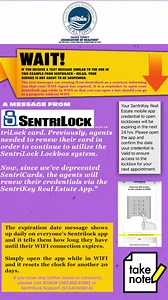 If you receive a text from Sentrilock informing you that your "credential to open lockboxes will be expiring in 24 hours" - don't panic. There's a simple solution. Simply open the app while connected to WI-FI and it will reset the clock for another 20 days. | SUSSEX COUNTY ASSOCIATION of REALTORS®