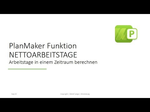 PlanMaker Funktion NETTOARBEITSTAGE