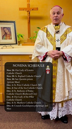 Archbishop Cordileone invites you to join us for a Novena to Our Lady of Guadalupe beginning Friday, November 28, and ending with the Guadalupana pilgrimage and Mass at the Cathedral of St. Mary of the Assumption on December 6. The traveling image is a full-size replica of the original tilma. The replica was given to Archbishop Cordileone during his recent trip to Mexico. The image is a third-class relic, as it was touched to the original tilma at the Basilica of Our Lady of Guadalupe in Mexico 