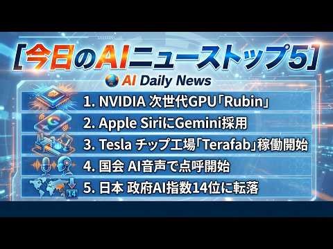 【激震】推論コスト1/10！NVIDIA次世代GPU「Rubin」発表🔥 AppleとGoogleが歴史的提携 / Tesla巨大工場稼働【AI Daily News】