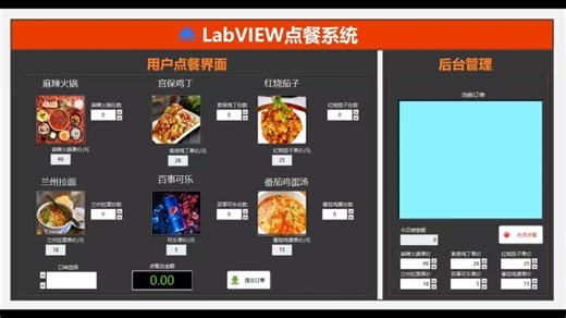 labview点餐系统，labview订餐系统，labview智能点餐系统。