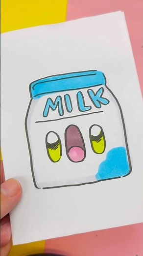 🥛 How to Draw a Kawaii Milk Carton ✨ Step by Step
