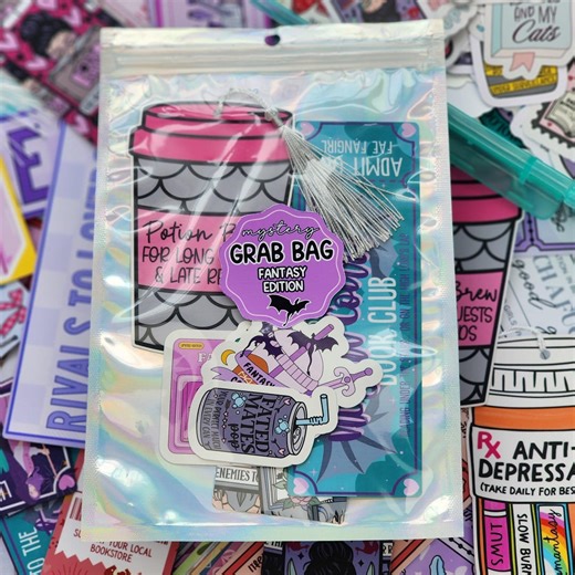 Fantasy Mystery Grab Bag - 4 Bookmarks and 4 Stickers - Etsy