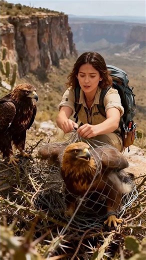 Canyon Echoes: Eagle Seeks Human Help to Rescue Mate #animals #animalrescue