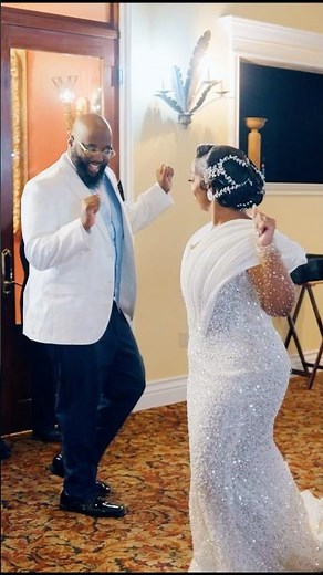 Love how this bride and groom came dancing into the wedding reception. #brideandgroom #weddingdance