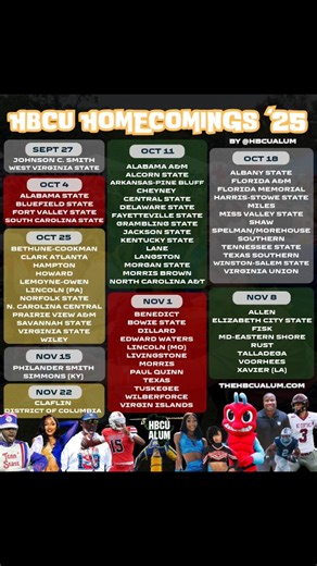 8.5K views · 72 reactions | It's finally here! HBCU Homecoming Season is upon us, with JCSU and WVSU kicking it off! Are you ready? #HomecomingSZN | HBCU Alum | Facebook