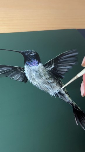 Hummingbird and Wildlife Acrylic Painting in Progress
