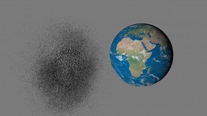 两颗卫星在地球附近发生碰撞，使用SpaceSim模拟100万粒子