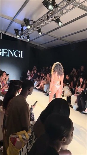 Stunning #swimwear #fashion model walks Miami Swim Week runway on Miami Beach