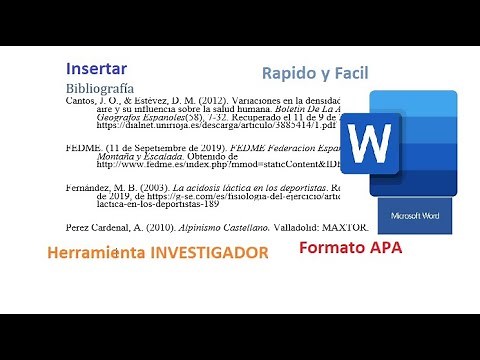 Como hacer una Bibliografia en Word en formato APA Correctamente !!!Muy Rapido y Facil.