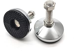 Leveler Feet,2-Pack, Cabinet Leveling Feet Adjustable 3.2" Base,M16 Thread,2000 Lb Capacity Heavy Duty Adjustable Leg Leveler Black Carbon Steel PVC D80xM16x80