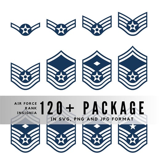 120  US Air Force Rank Insignia SVG PNG Jpeg, All Ranks Military Clipart Bundle, Air Force Badges Vector Files - Etsy