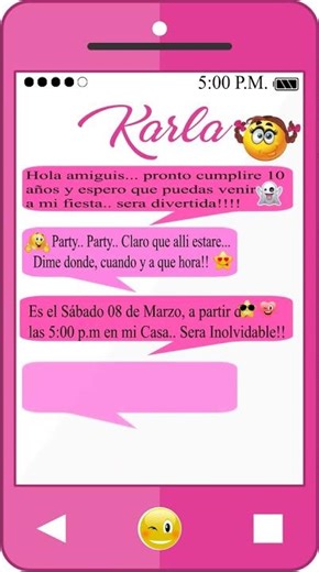 Invitacion celu nena