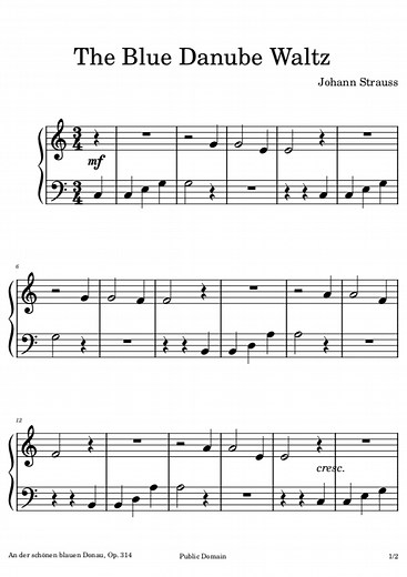 Le Beau Danube Bleu - Partition Facile en PDF - La Touche Musicale