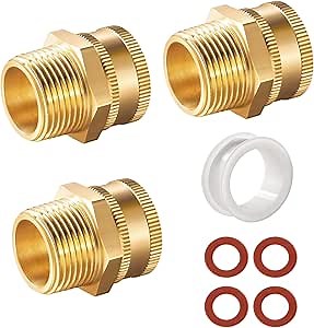 Brass Garden Hose Adapter, 3/4”GHT Female x 3/4”NPT Male Swivel Connector,GHT to NPT Adapter Brass Fitting,Brass Garden Hose to Pipe Fittings Connect 3pcs (3/4 female TO 3/4 NPT male)