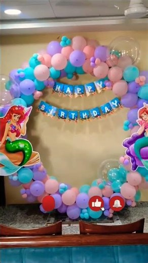 Simple Mermaid Theme Birthday Party Decoration at #home #balloon #ring #decoration #ideas #bhopal