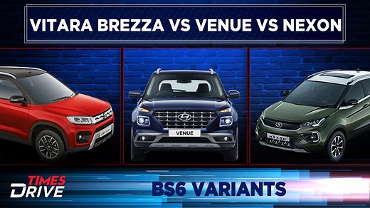 BS6 Maruti Suzuki Vitara Brezza vs Hyundai Venue vs Tata Nexon | Comparison | Times Drive