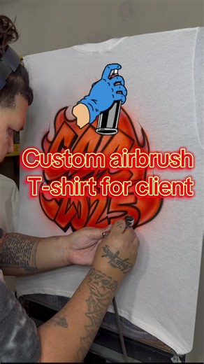 Custom Airbrush Shirt for a client’s business! #airbrush #art #smallbusiness #houston