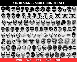 Skull Svg Bundle, Skull Png Files, Sugar Skulls Svg, Skull Clipart, Svg for Cricut, Skull Silhouette, Skull Vector, Instant Download - Etsy