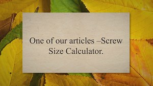 Wood Screw Pilot Hole Calculator