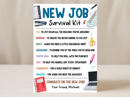 New Job Survival Kit Tag, Welcome to the Team Employee Treat Pack, New Hire Coworker Welcome Kit, Edit With Canva - Etsy