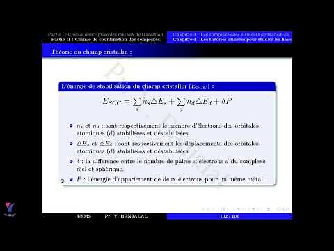 L’énergie de stabilisation du champ cristallin (ESCC) (Partie 5 Chapitre 4).