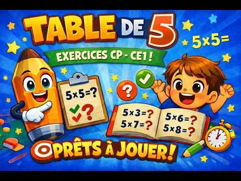 Table de 5 exercice CP CE1 CE2 multiplication