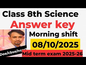 Science answer key 2025 class 8 / science paper solution 2025 -26/ mid term exam 25-26/morning shift