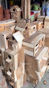 Beautiful wooden nest boxes displayed in a small bird market stall. Each one crafted with simple natural details, perfect for finches and other small birds. #BirdNest #AviaryLife #Finch #BirdKeeping #HighCPMVideo #fblifestyle | Indra Prihantoro