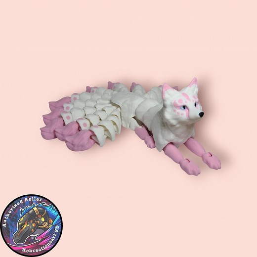 3D Printed Nine-tailed Kitsune - Articulated Fox Spirit - Poseable Kitsune Toy - Japanese Mythology Gift - Etsy
