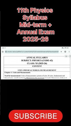 class 11 physics mid term syllabus 2025-26 | class 11 physics annual syllabus 2025-26 | #shorts